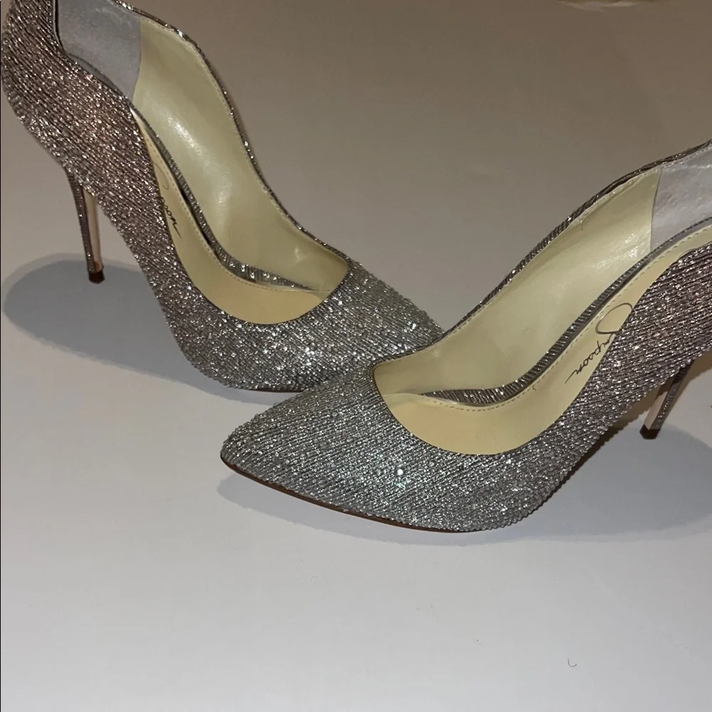 Women's Jessica Simpson Sparkling Silver Heels 8.5 - Picture 5 of 7